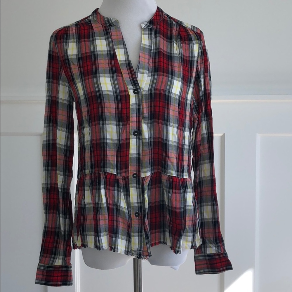 Splendid Checkered Ruffle Top - Picture 2 of 7